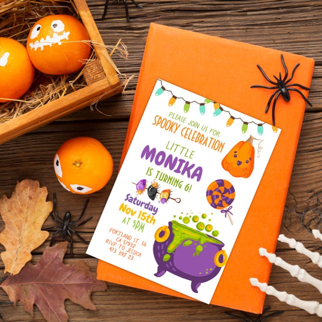 Halloween Cauldron Witch Anniversaire Invitation (Créateur téléchargé)