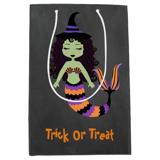Halloween Chalkboard Mermaid sorcière sac cadeau e (Devant)