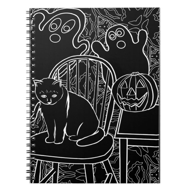 Halloween Chat et Fantômes Carnet (Devant)