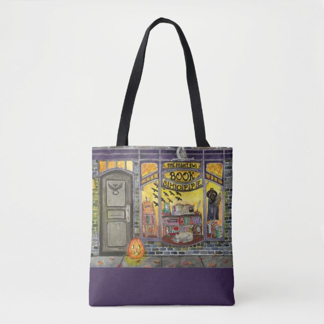 Halloween Chat et livre Boutique Sac fourre-tout d (Devant)