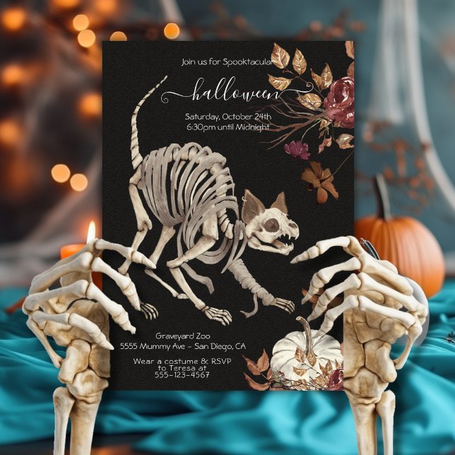 Halloween Chat Floral Dark & Moody Invitation (Créateur téléchargé)