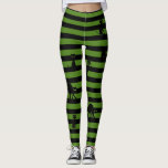 Halloween Chat noir & Bandes Leggings Vert olive<br><div class="desc">Jolie Halloween et plus long chat noir et bandes noires leggings. Comme Halloween ou les chats ? Prenez ces leggings de chat noir pour montrer votre amour pour les chats noirs. Ça a l'air super pendant Halloween ou n'importe quand. Plusieurs couleurs sont disponibles.</div>