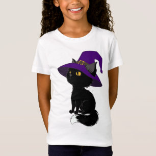Halloween chat noir dans sorcier t-shirt fille cas