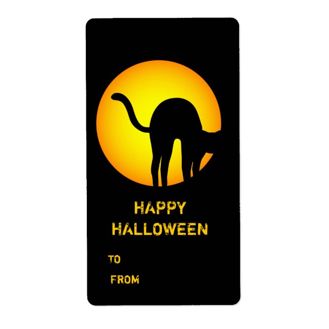 Halloween Chat noir Happy Halloween Étiquette cade (Devant)