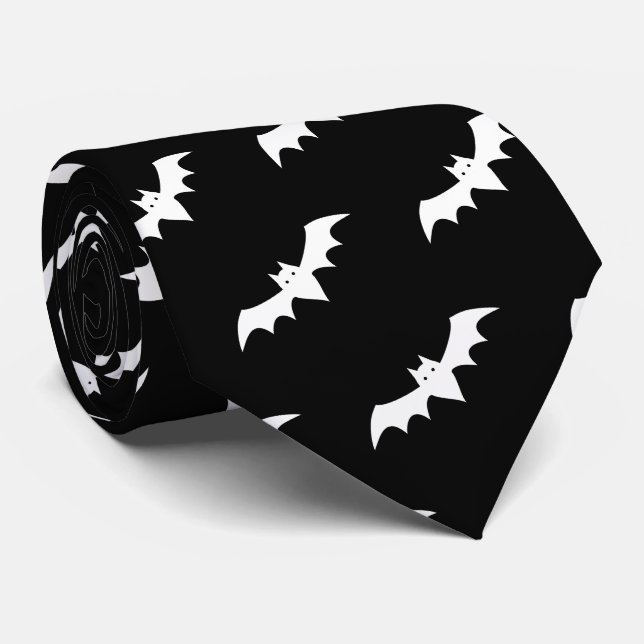 Halloween chauves-Motif noir blanc Cravate (Roulé)