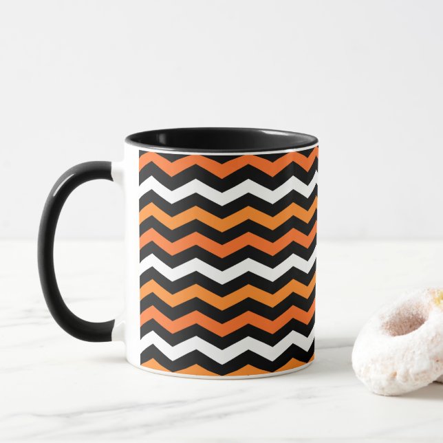 Halloween Chevron Stripe Mug (Avec donut)
