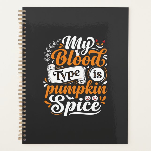 Halloween Citrouille Épice Groupe Sanguin Typograp (Devant)