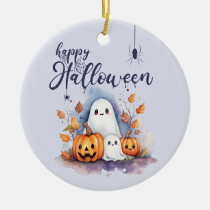 Halloween Citrouille Ghost - Photo Ornement en cér
