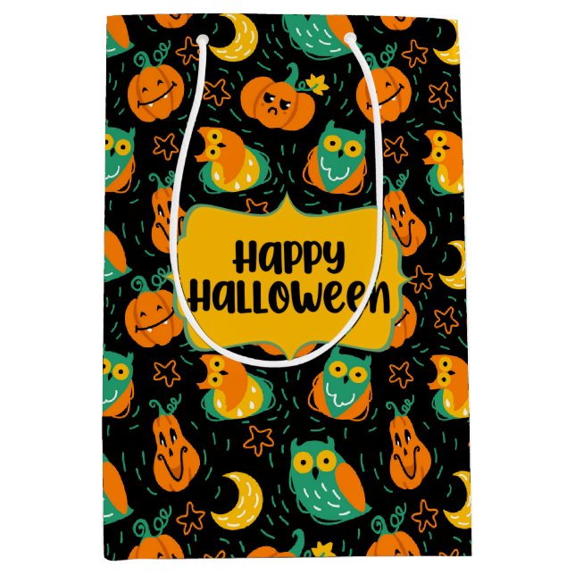Halloween Citrouille Lune Chouette Cadeau Sac (Devant)