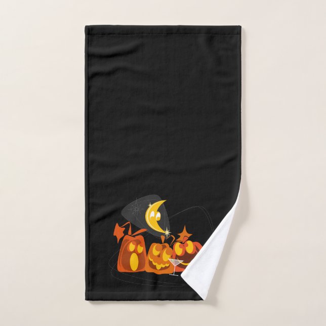 Halloween Citrouille moderne du Moyen-siècle (Serviette à main)