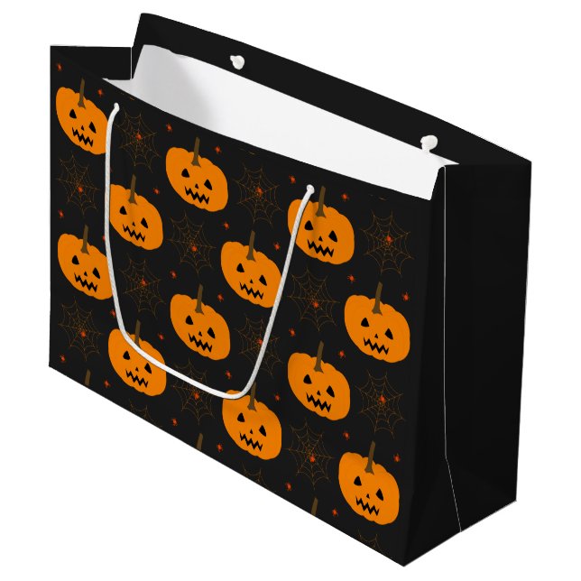 Halloween Citrouille Motif grand sac cadeau (Devant Angle)