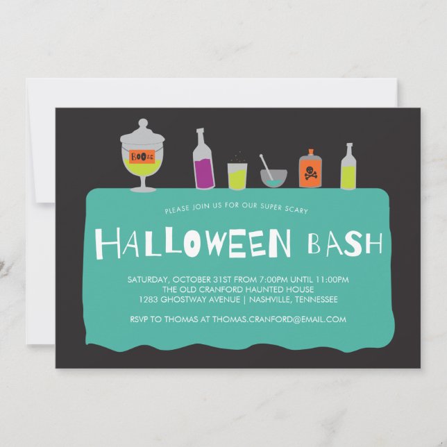 Halloween Cocktail Costume Party Invitation (Devant)