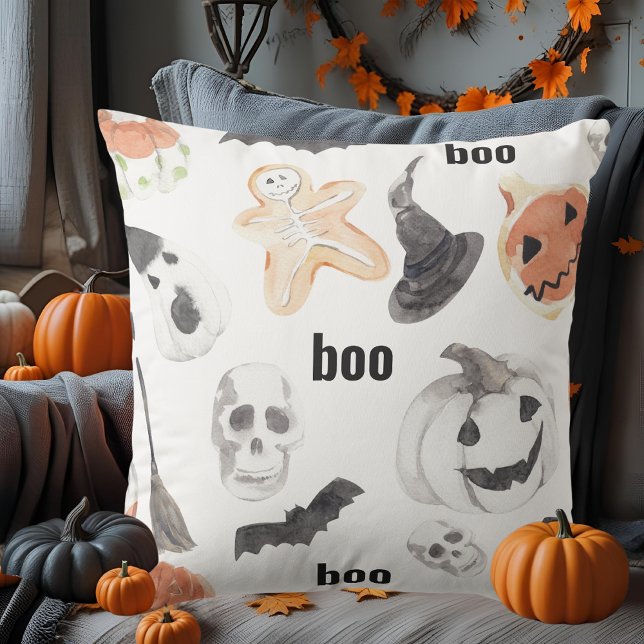 Halloween coloré Coussin extérieur | Boo de découp (Créateur téléchargé)