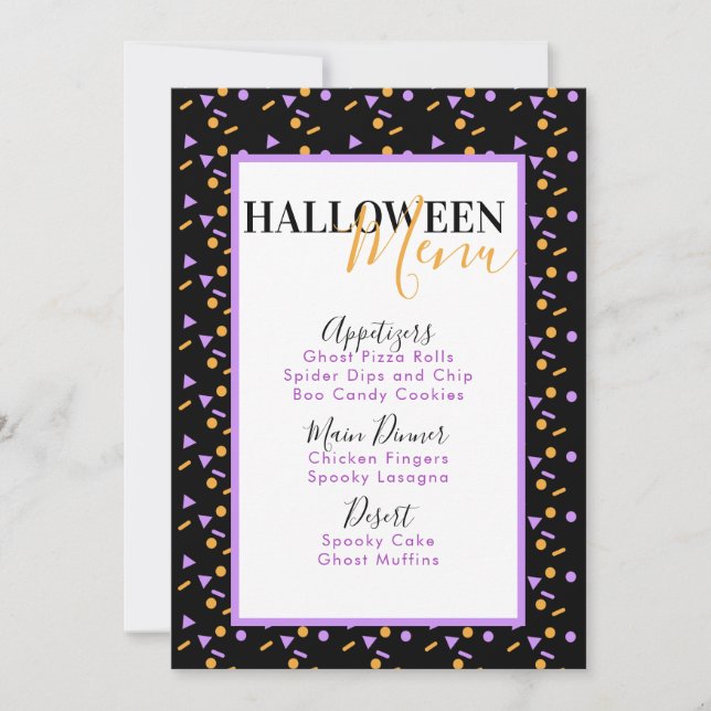 Halloween Confetti Sprinkles Anniversaire Menu (Devant)