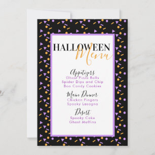 Halloween Confetti Sprinkles Anniversaire Menu