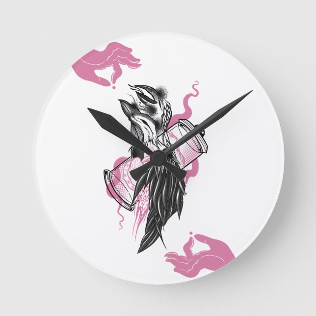 Halloween Corbeau rond Acrylique Horloge murale w (Recto)