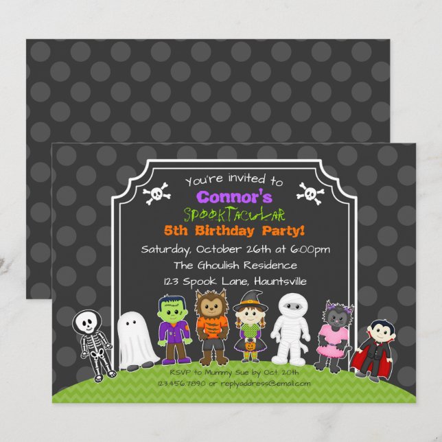 Halloween Costume d'anniversaire Invitation de fêt (Devant / Derrière)