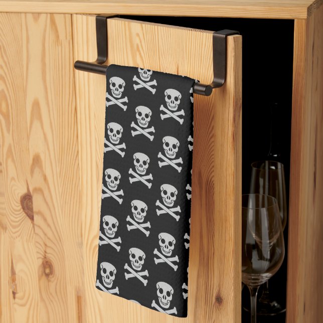 Halloween Crâne et os Serviettes de cuisine (Pliage en tiers)