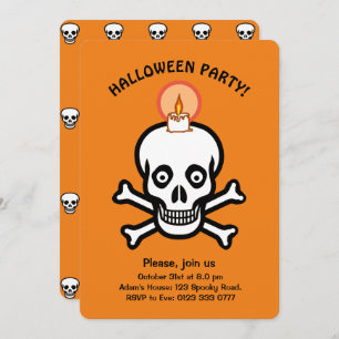 Halloween crânes éffrayants sur Invitation orange