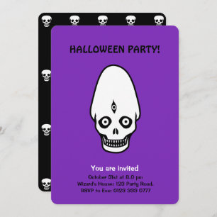 Halloween crânes sur invitation noir & purpIe