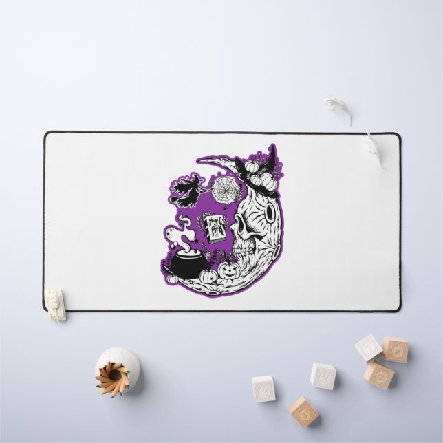 Halloween Croissant Lune crâne de sorcière (Tableau pour enfants)