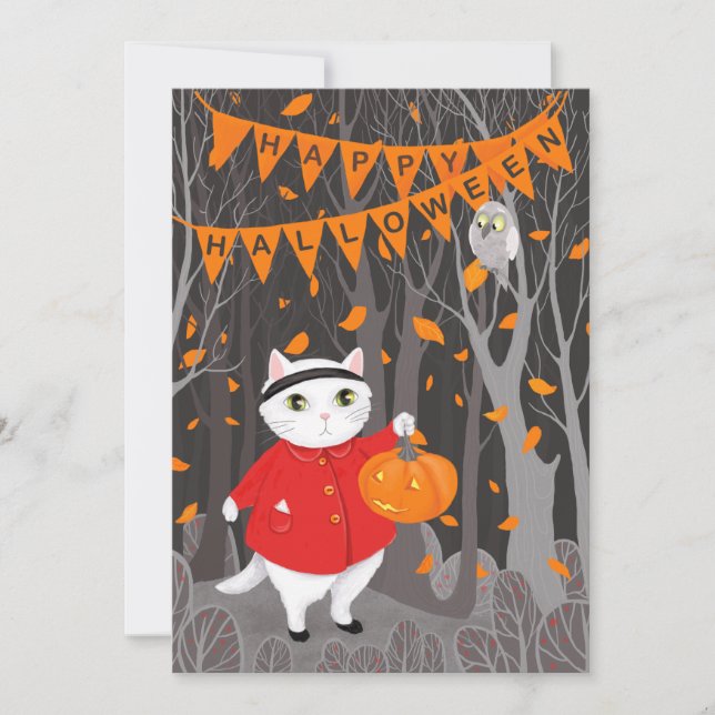 Halloween Cute Cat & Jack-o’-lanterne Citrouille (Devant)