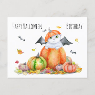 Halloween Cute Chat dans la carte de note Citrouil