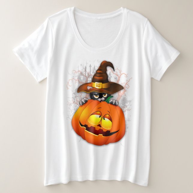 Halloween Cute Kitty Witch et ami Citrouille (Design devant)