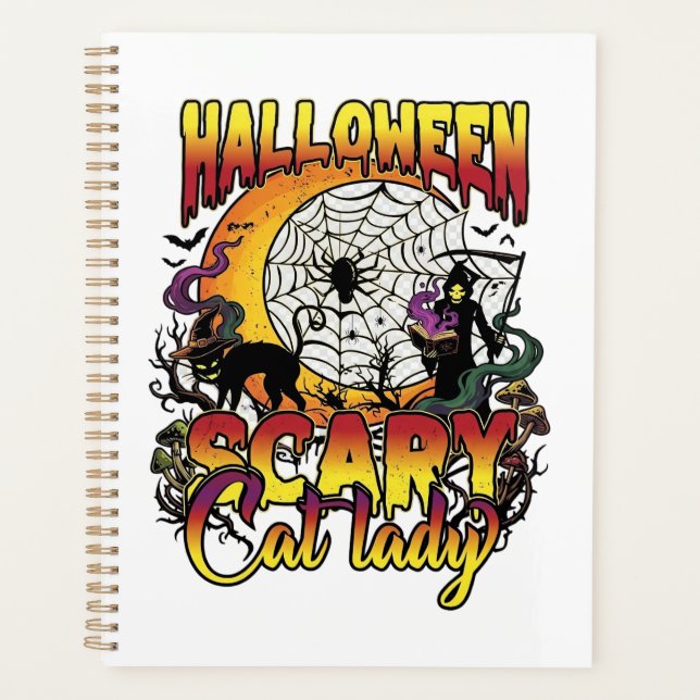 Halloween Dame de chat effrayante Faucheuse Lune M (Devant)