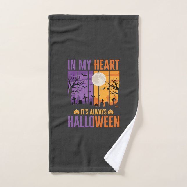Halloween dans mon cœur cimetière effrayant (Serviette à main)