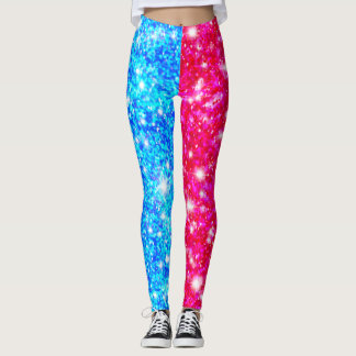 Halloween Demi-rouge et Demi-bleu séquin Leggings