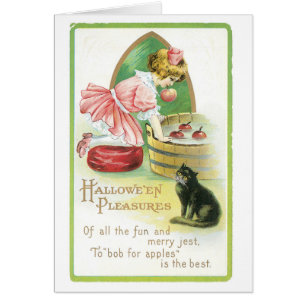 Halloween démodé, Fille et chat noir