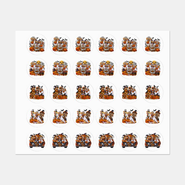  Halloween Dog Sticker Sheet – Cute Spooky Dogs Tr (Feuille)