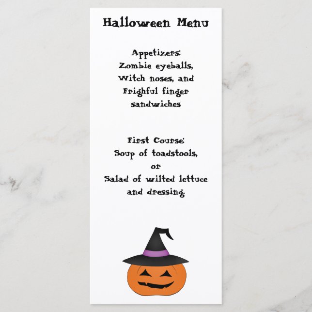 Halloween drôle dîner soirée menu simple (Devant)
