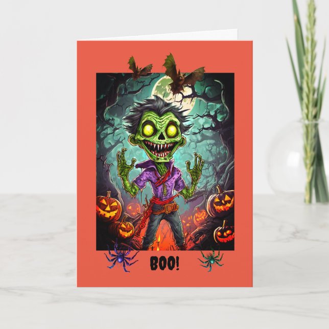 Halloween éffrayant, 5" x 7" Carte de voeux pliée (Devant)