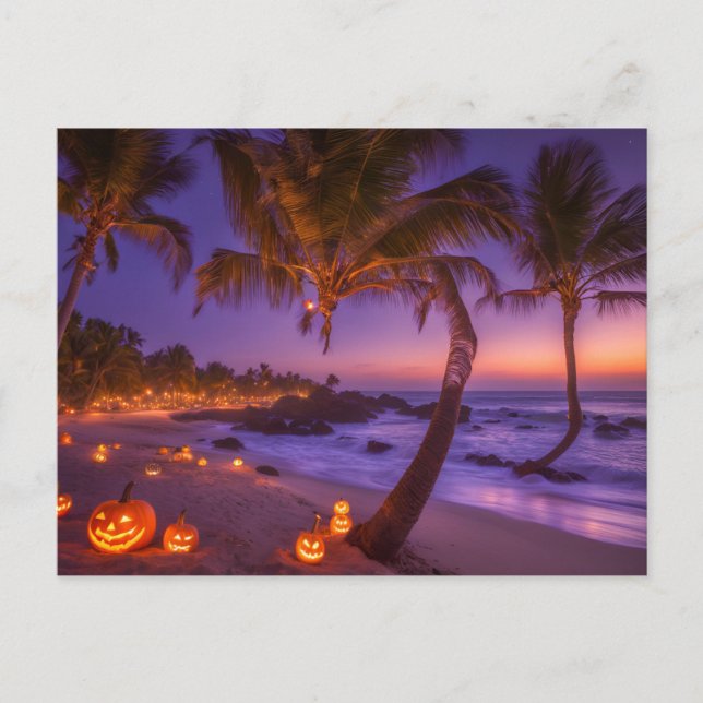 Halloween éffrayant à la carte postale de la plage (Devant)