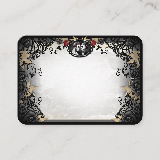 Halloween Elegant Skeletons Rose BLANK Cartes de p (Devant)