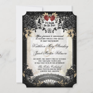 Halloween Elegante Rose noir Faire-part de mariage