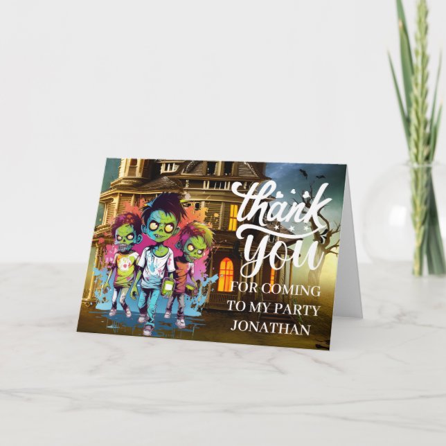 Halloween enfants thème zombie MERCI  (Devant)