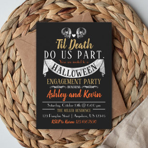 Halloween Engagement Party Invitation Skuls