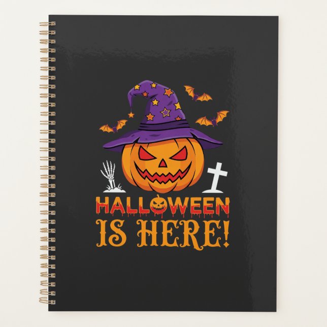 Halloween Est Là Sorcière Citrouille Vecteur (Devant)