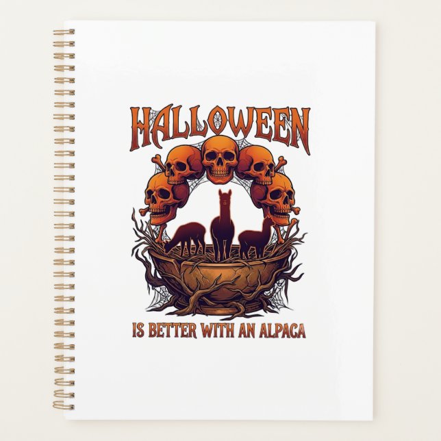 Halloween est meilleur Alpaca crânes orange araign (Devant)