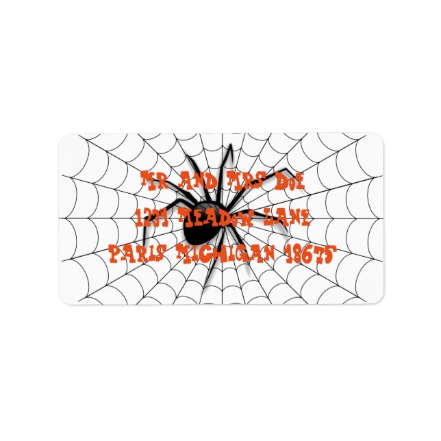 Halloween Étiquettes de adresse/araignée et Web (Devant)