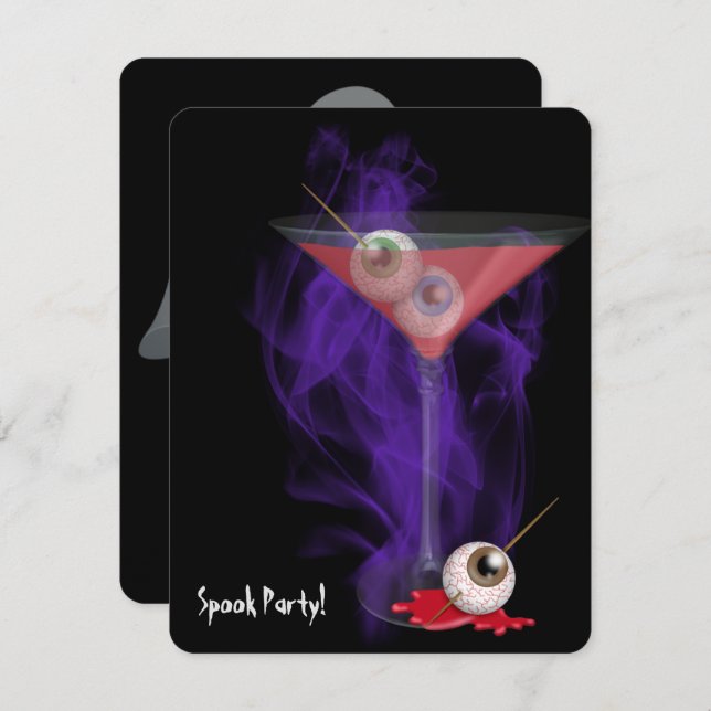 Halloween Eyeball Martini en invitation de fumée v (Devant / Derrière)