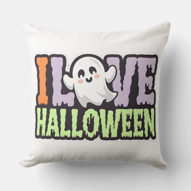 Halloween Fantôme blanc Oreiller (Recto)
