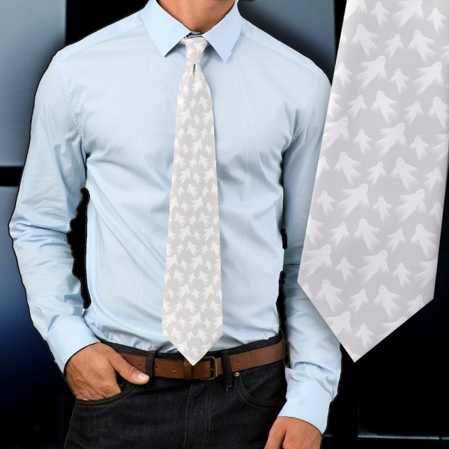 Halloween Fantômes Motif gris pâle Cravate (Créateur téléchargé)