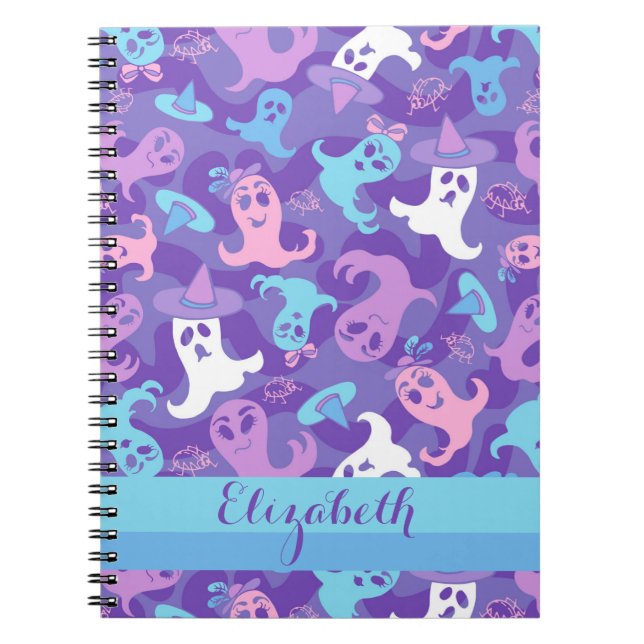 Halloween Fantômes violet Carnet personnalisé (Devant)