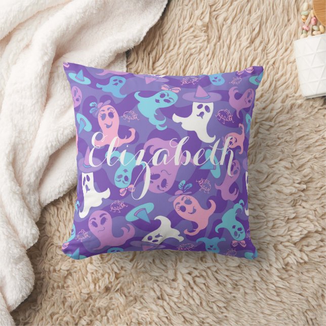 Halloween Fantômes violet Coussin personnalisé (Couverture)