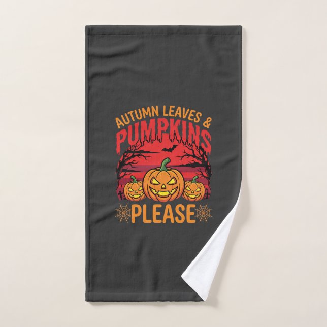 Halloween Feuilles d'Automne et Citrouilles S'il V (Serviette à main)