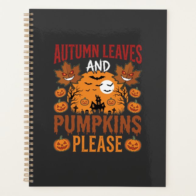 Halloween Feuilles d'Automne et Citrouilles Vecteu (Devant)